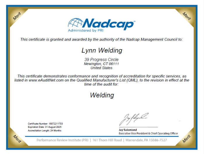 Lynn welding nadcap certification
