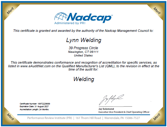 Nadcap 2025-2027 Lynn Welding