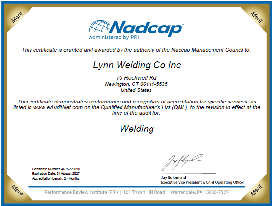 Nadcap 2025-2027 75 Lynn Welding Nadcap 2025-2027 75 Lynn Welding